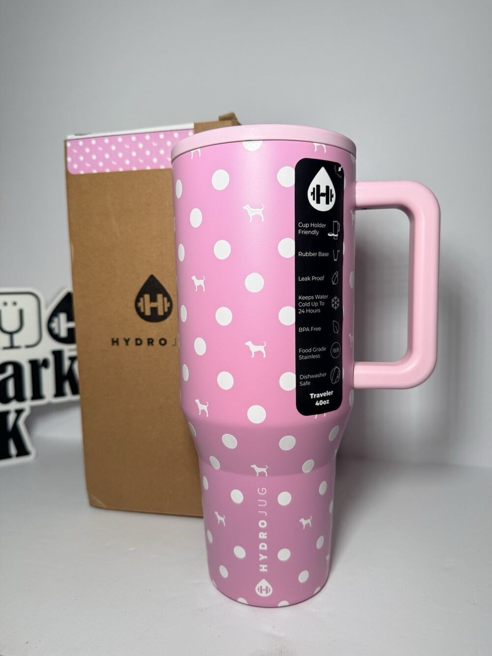 Hydrojug X Victoria's Secret VS PINK DOT DOG 40oz Traveler Tumbler NEW IN BOX